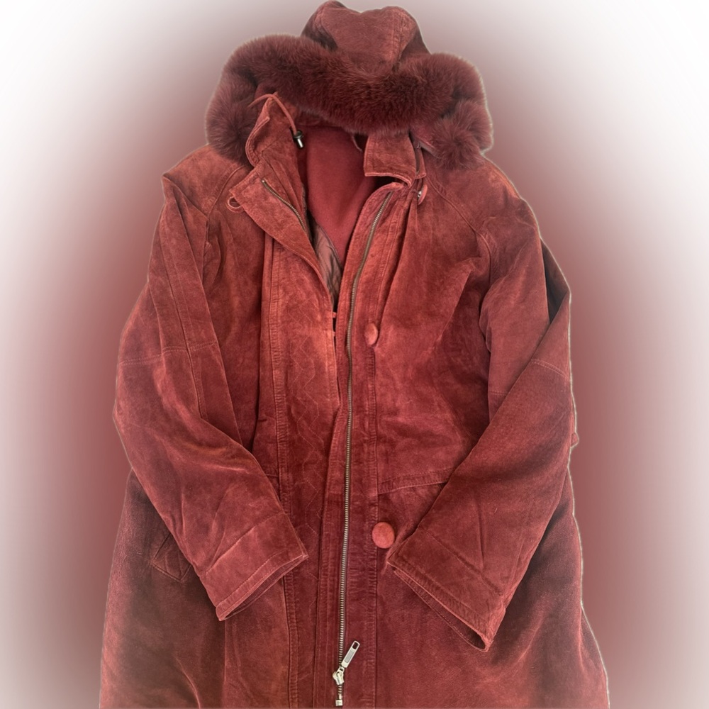 Burgundy suede coat
